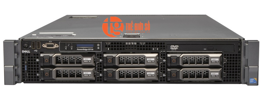 Dell r710, 6 hdd 3.5in, 2 cpu six core e5645, ram 16, raid perc 6i